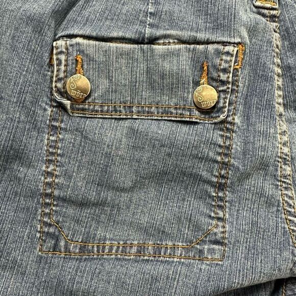 Worn Jeans Women's 14 Wide Leg Denim Cropped Capris Double Button Flap Pockets - Picture 6 of 15